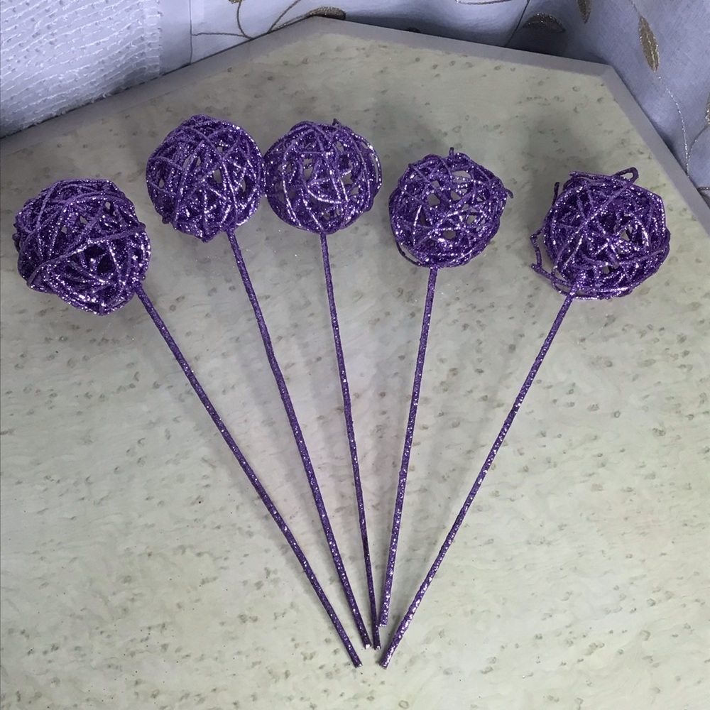 Purple Glitter Vase Decorative Sticks